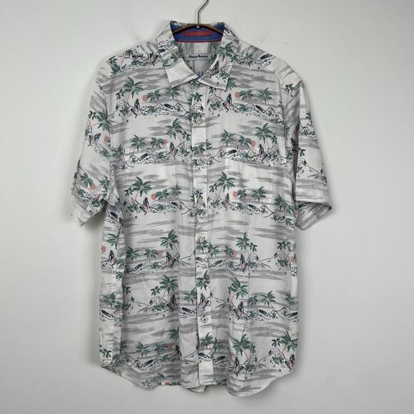 Tommy Bahama Shirt Men’s Large Tropical Hawaiian Short Sleeve Button Shirt. - Picture 1 of 7